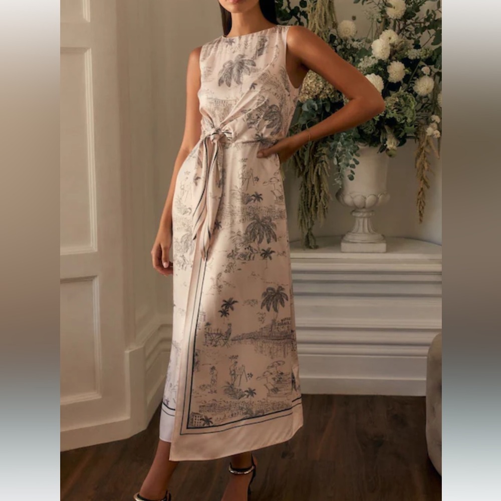 Ted Baker Blush and Charcoal Tropical Print Dress